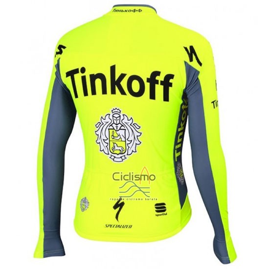 Tinkoff Ropa Ciclismo Culotte Largo 2016 Mangas Largas Verde y Gris